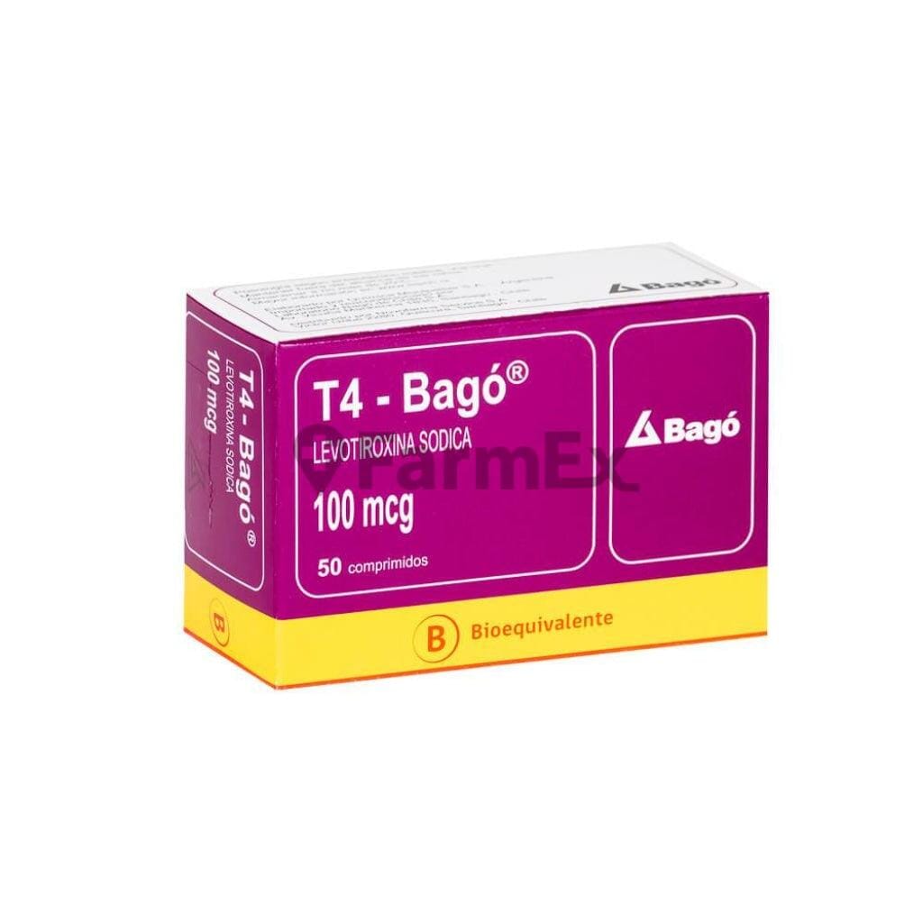 T4 100 mcg x 50 comprimidos Farmex-MiaHealth-Persistente